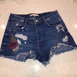 Embroidered denim shorts from Zara